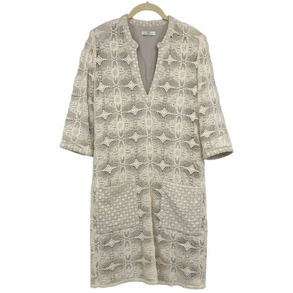 DAY Birger et Mikkelsen Cream Geometric Crochet lined Dress size 36 - Picture 2 of 16